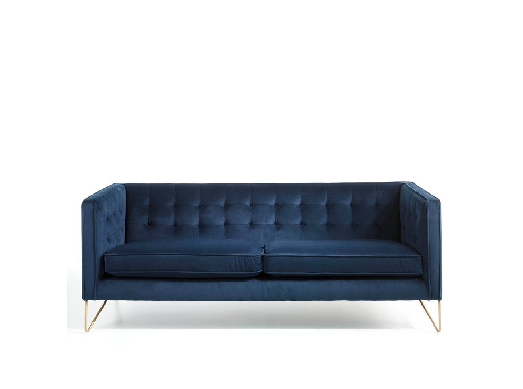 3-seater sofa upholstered in velvet with golden steel legs 3-seater sofa upholstered in velvet with golden steel legs