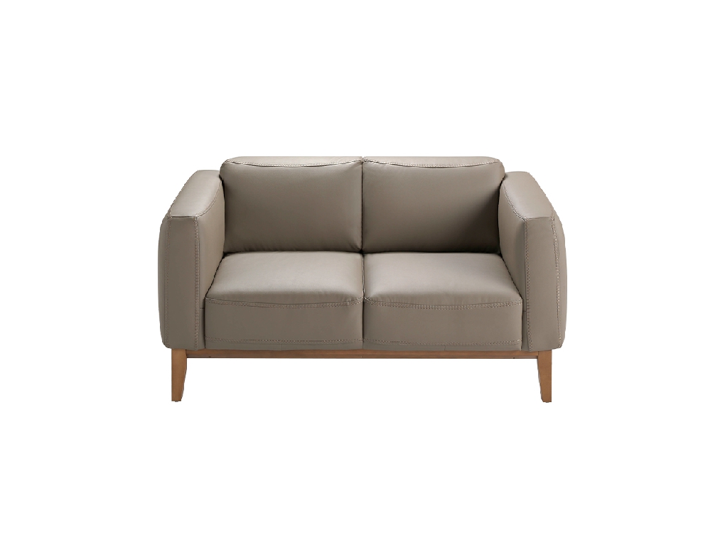 2-seater sofa upholstered in leather with Walnut wood frame