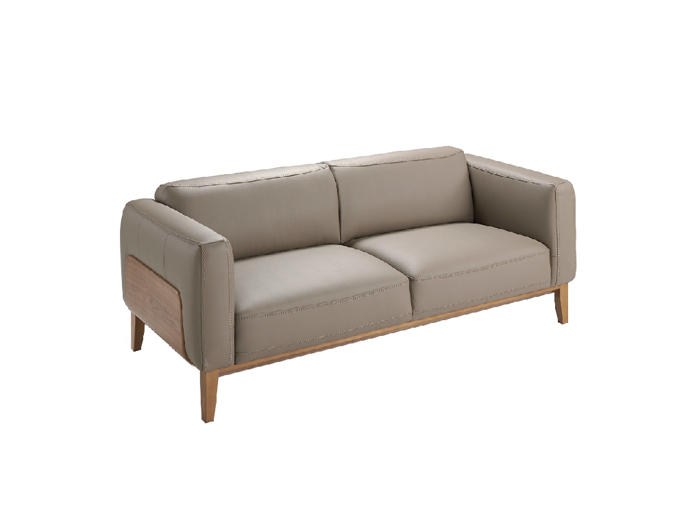 3-seater sofa upholstered in leather with Walnut wood structure