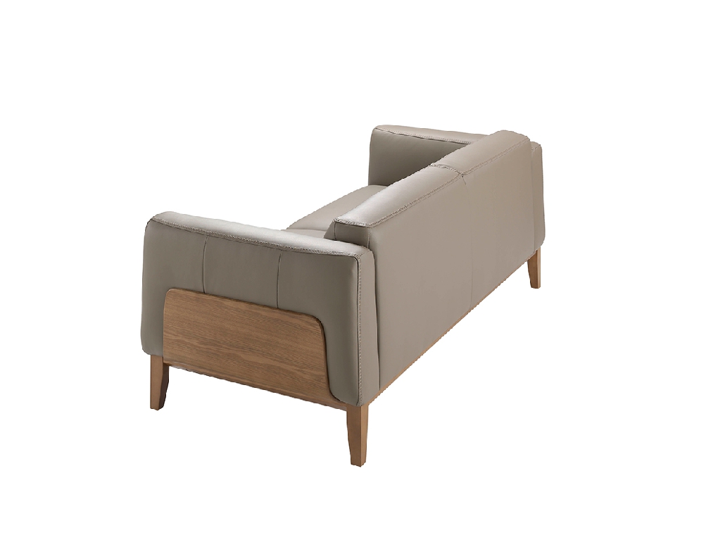 3-seater sofa upholstered in leather with Walnut wood structure