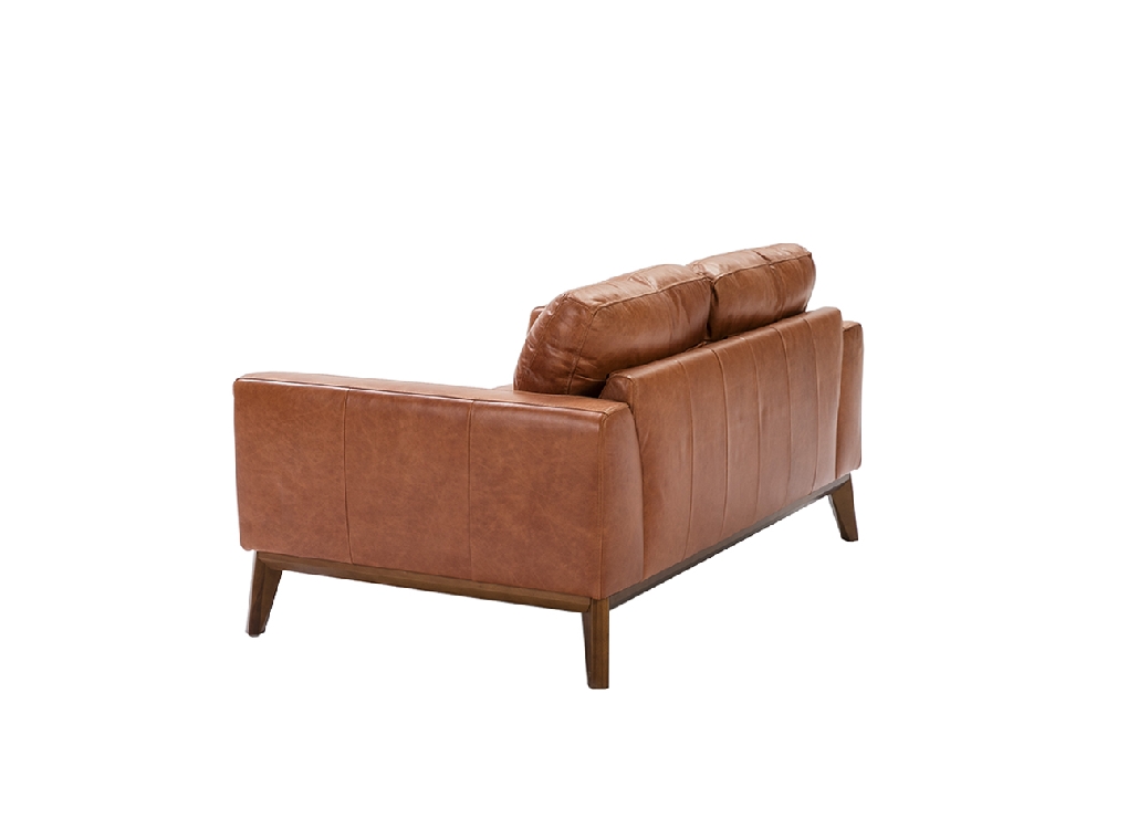 2-seater sofa upholstered in leather with Walnut wood legs