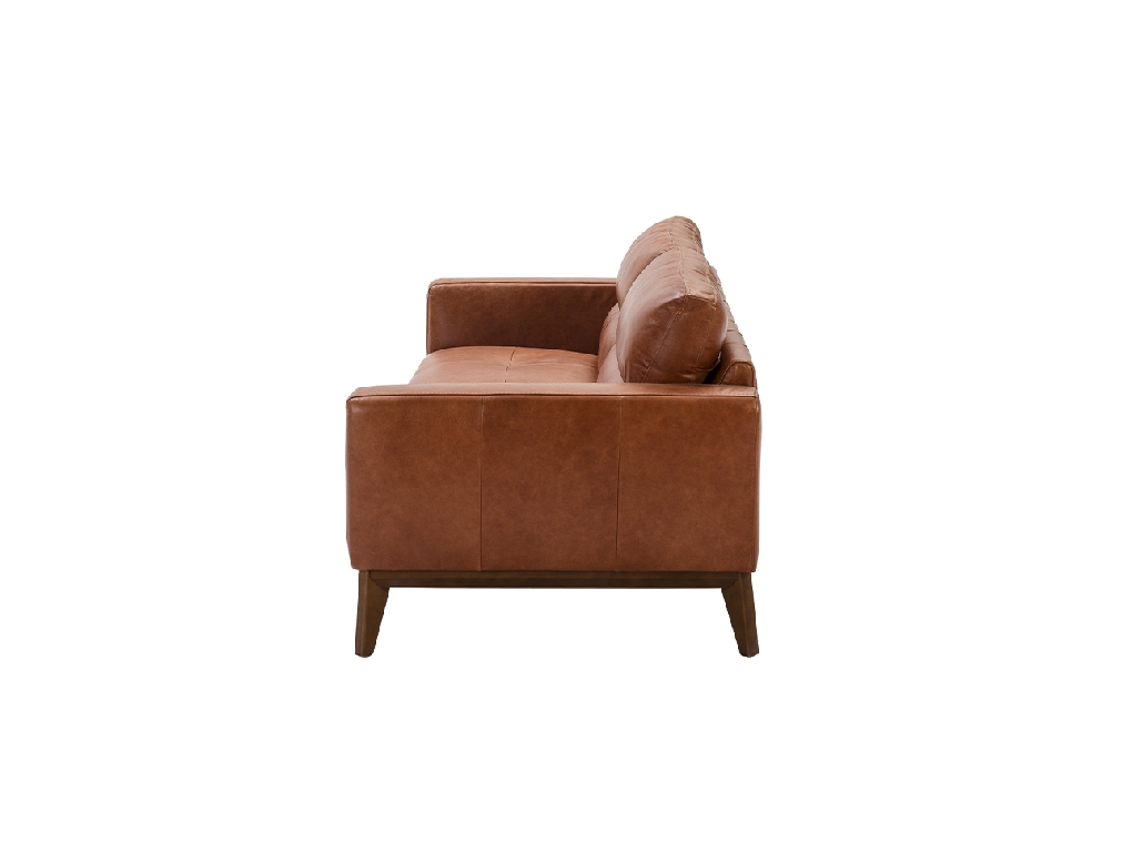 3-seater sofa upholstered in leather with Walnut wood legs