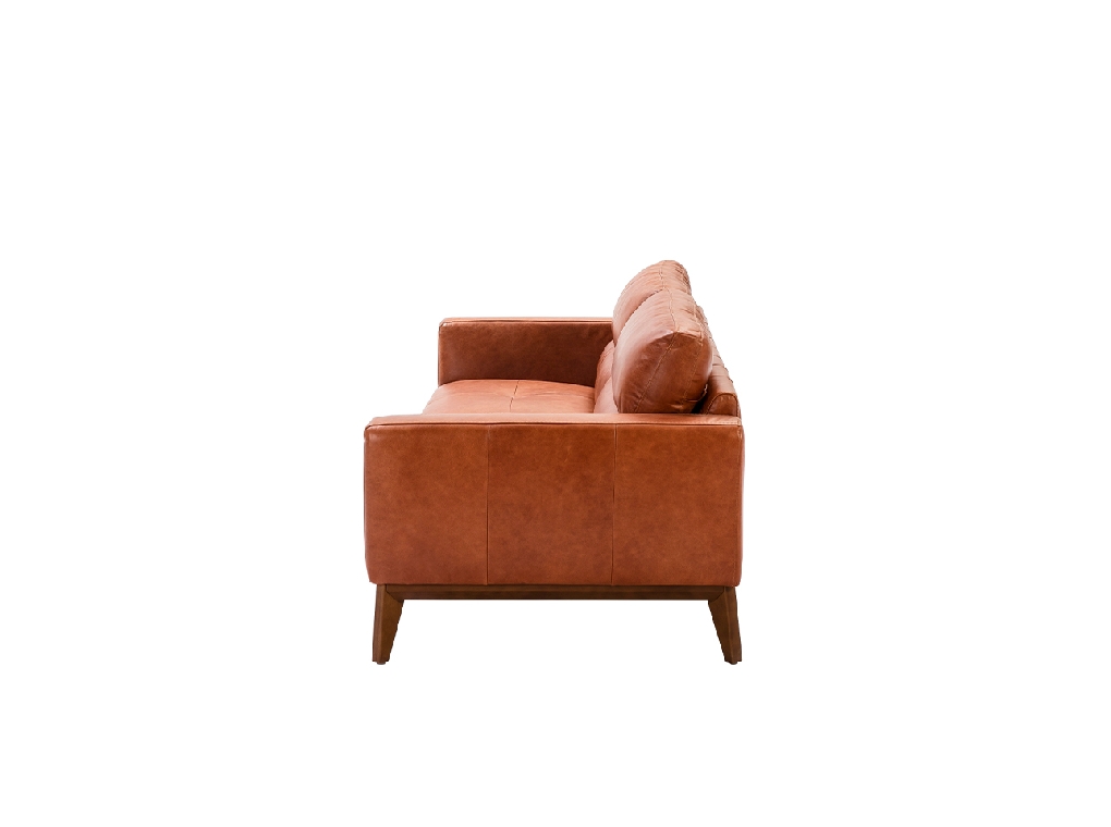 3-seater sofa upholstered in leather with Walnut wood legs