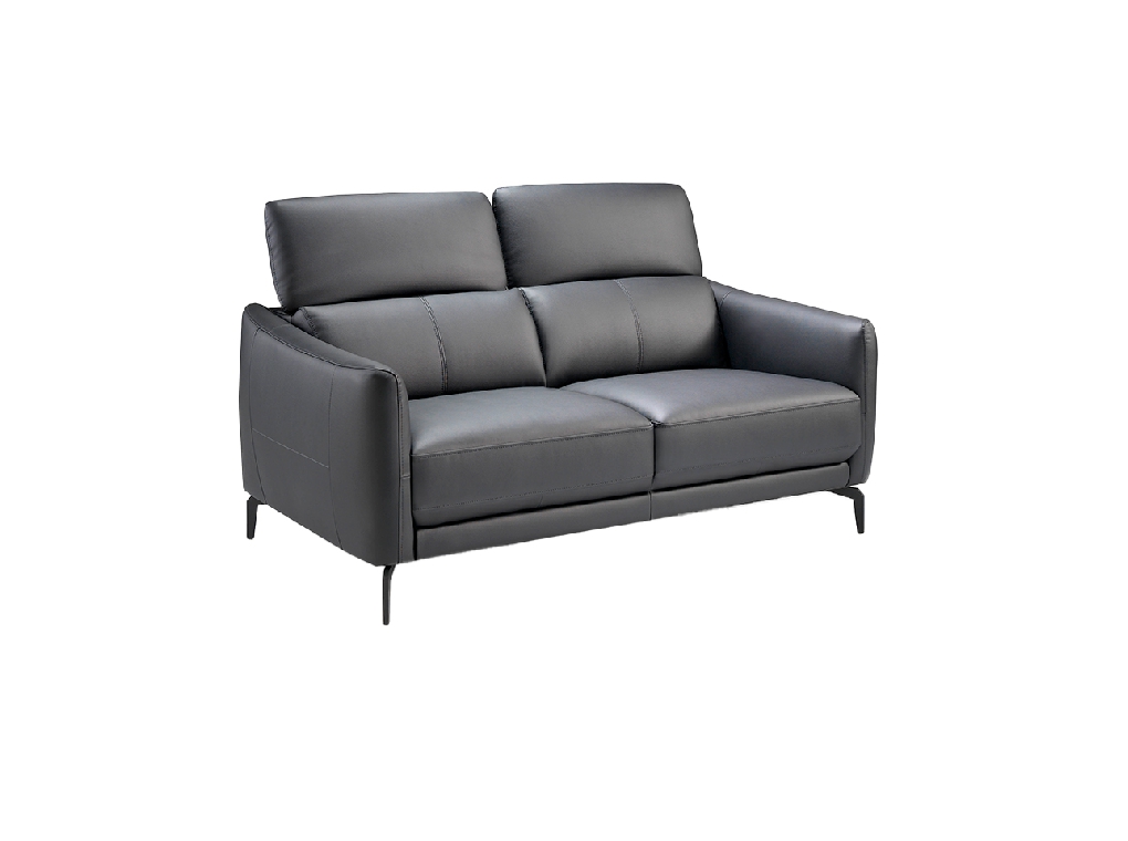 2-seater sofa upholstered in leather with black steel legs