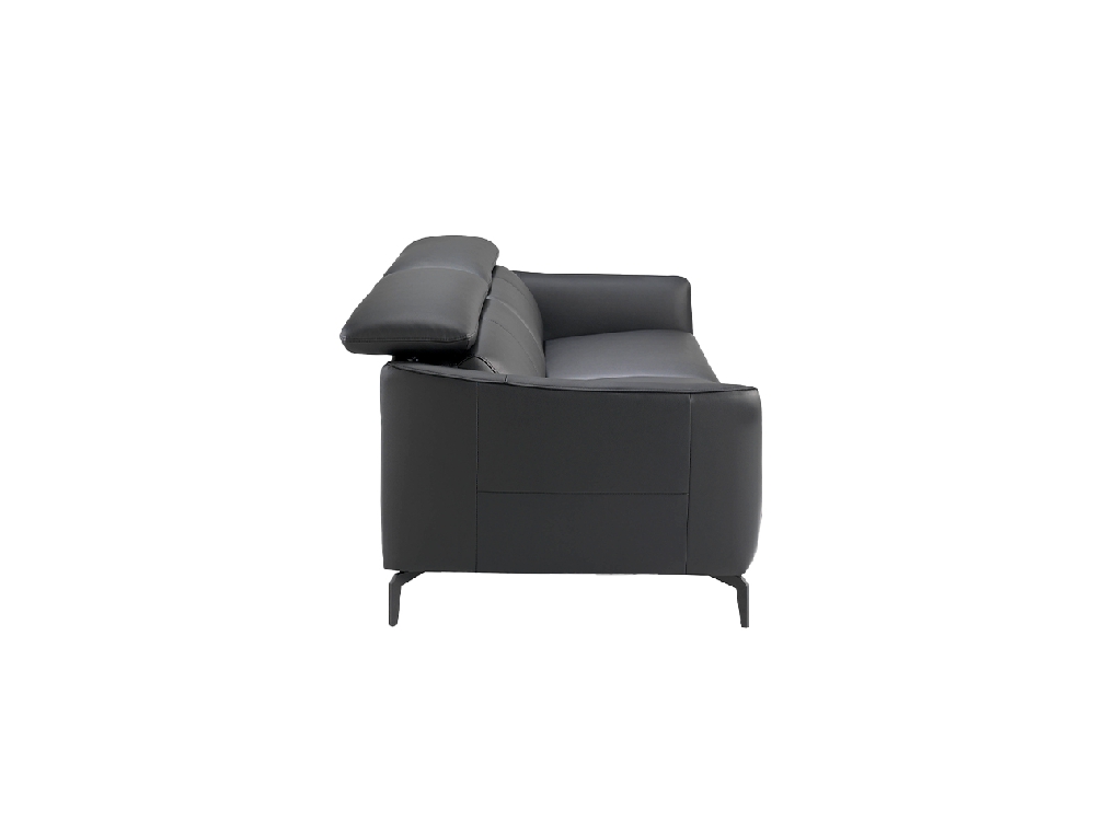 2-seater sofa upholstered in leather with black steel legs