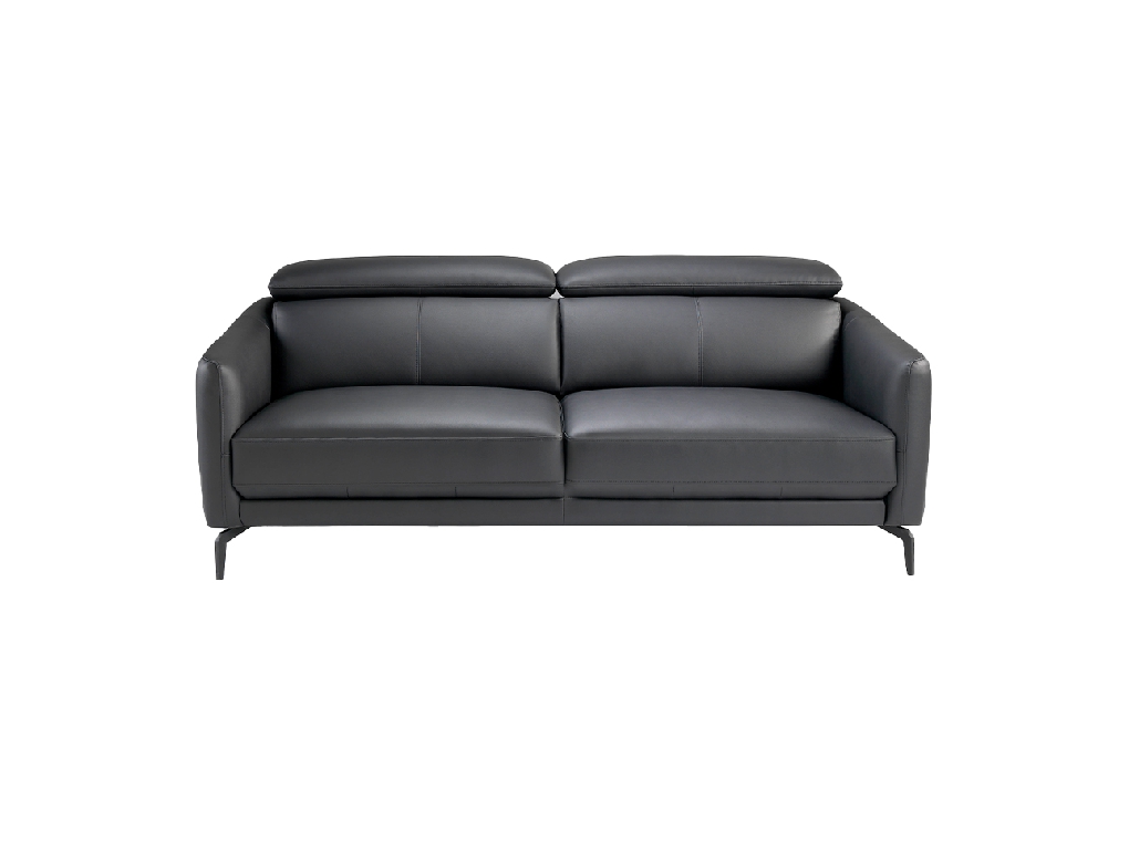 3-seater sofa upholstered in leather with black steel legs