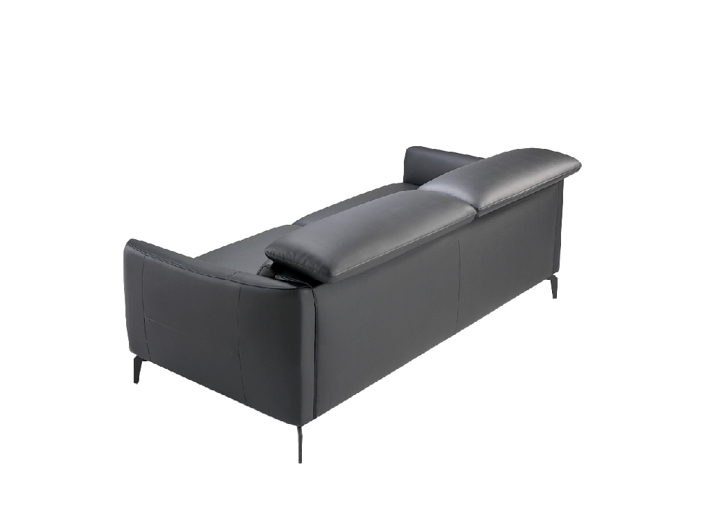 3-seater sofa upholstered in leather with black steel legs