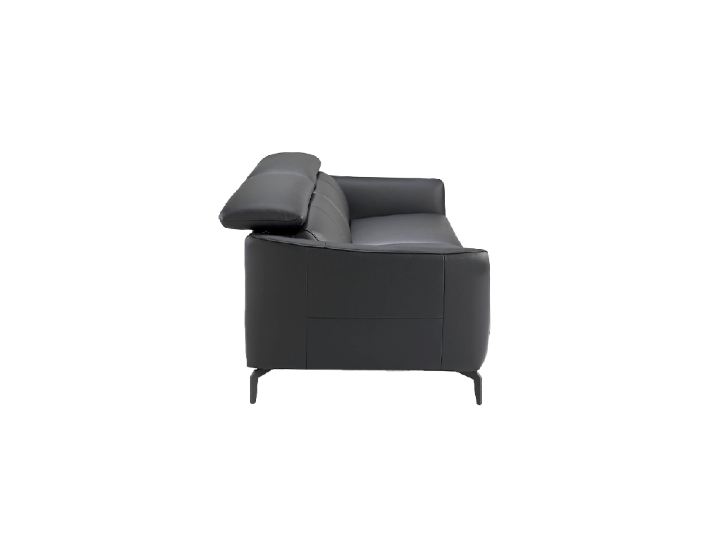 3-seater sofa upholstered in leather with black steel legs