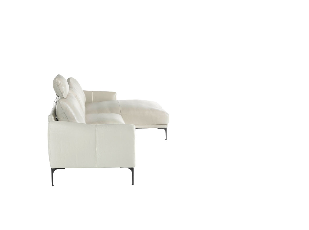 Sofá chaise longue tapizado en piel