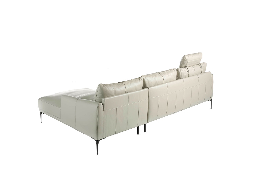 Chaise longue sofa upholstered in leather
