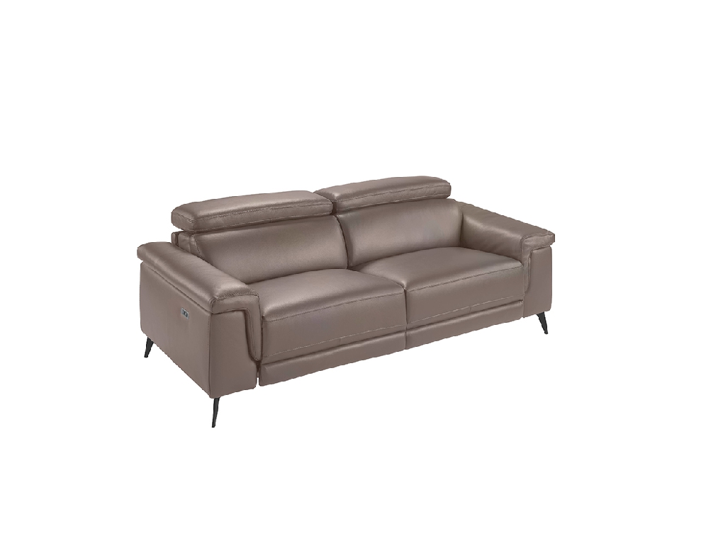 3-seater sofa upholstered in leather with black steel legs