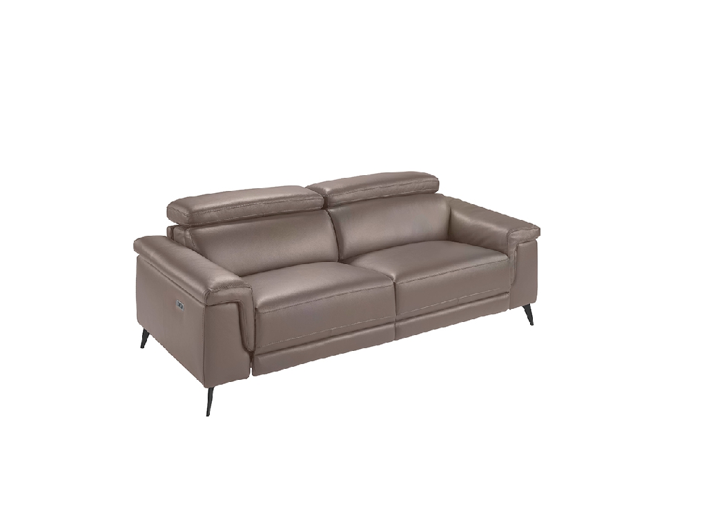 3-Sitzer-Sofa mit Lederbezug und schwarzen Stahlbeinen