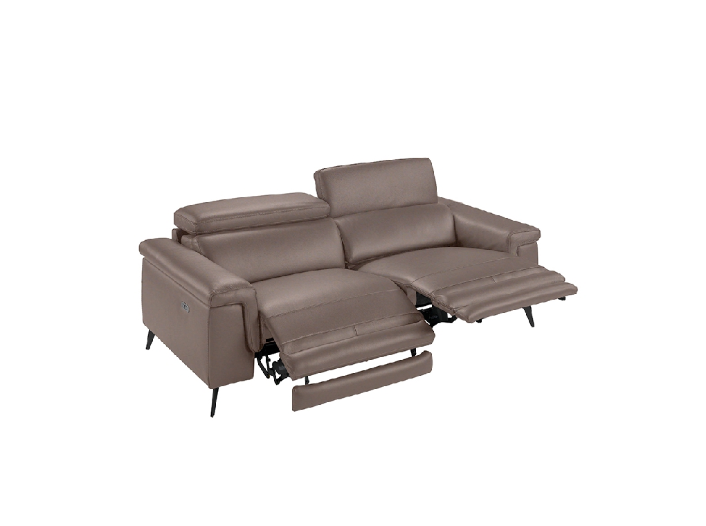 3-seater sofa upholstered in leather with black steel legs