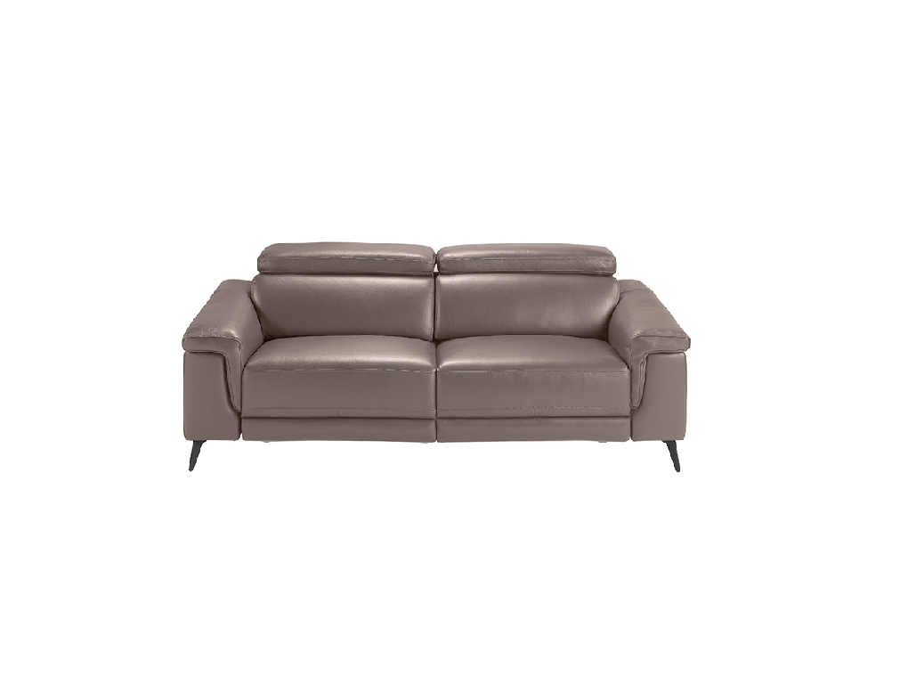 3-Sitzer-Sofa mit Lederbezug und schwarzen Stahlbeinen