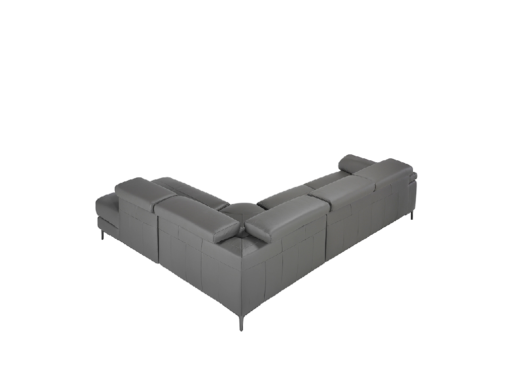 Leather upholstered corner sofa with relax mechanism