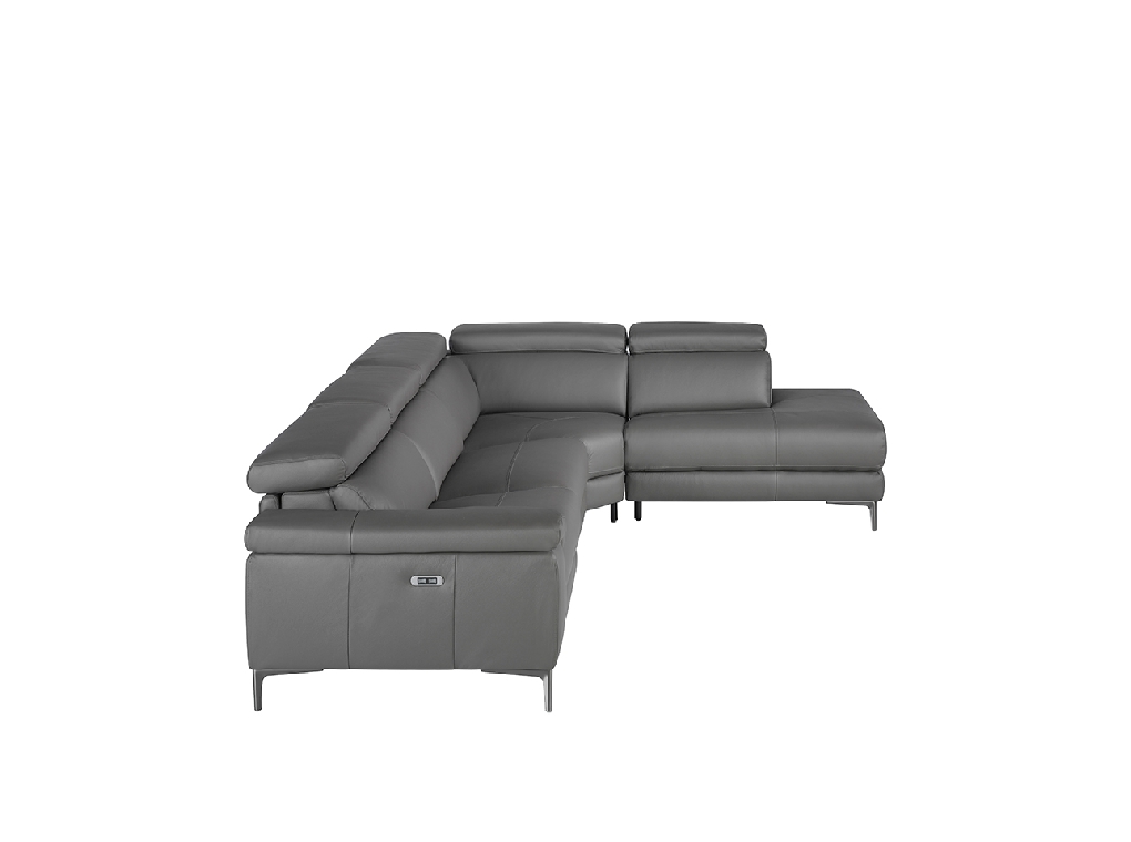 Leather upholstered corner sofa with relax mechanism