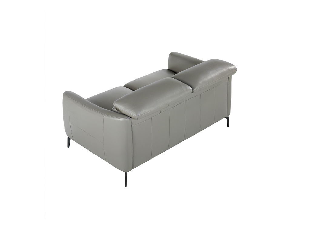 2-Sitzer-Sofa mit Lederpolsterung und schwarzen Stahlbeinen