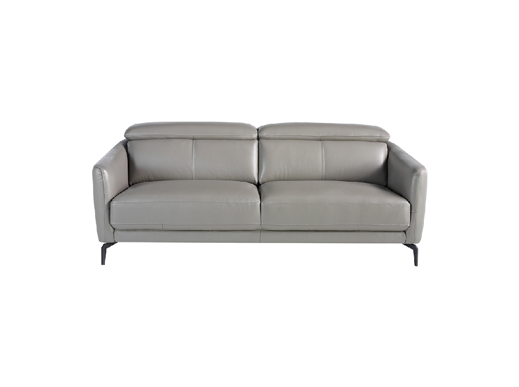 3 seater sofa upholstered in leather with black steel legs