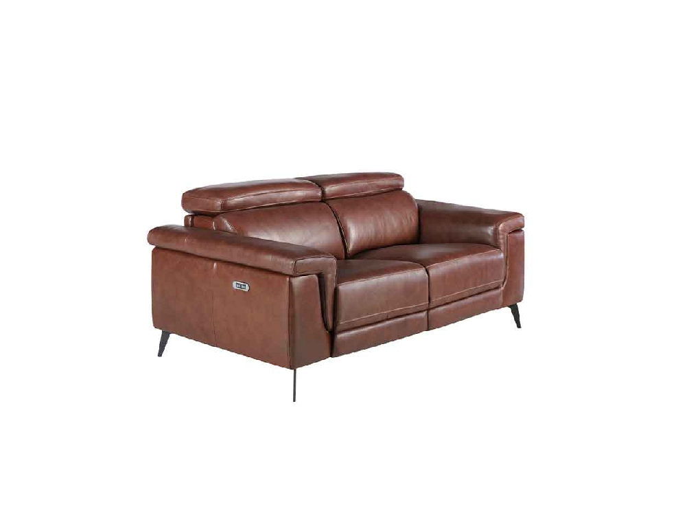 2 seater sofa upholstered in leather with relax mechanisms