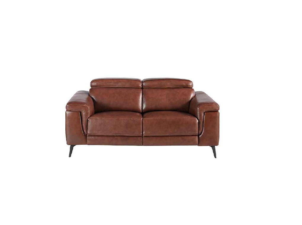 2 seater sofa upholstered in leather with relax mechanisms