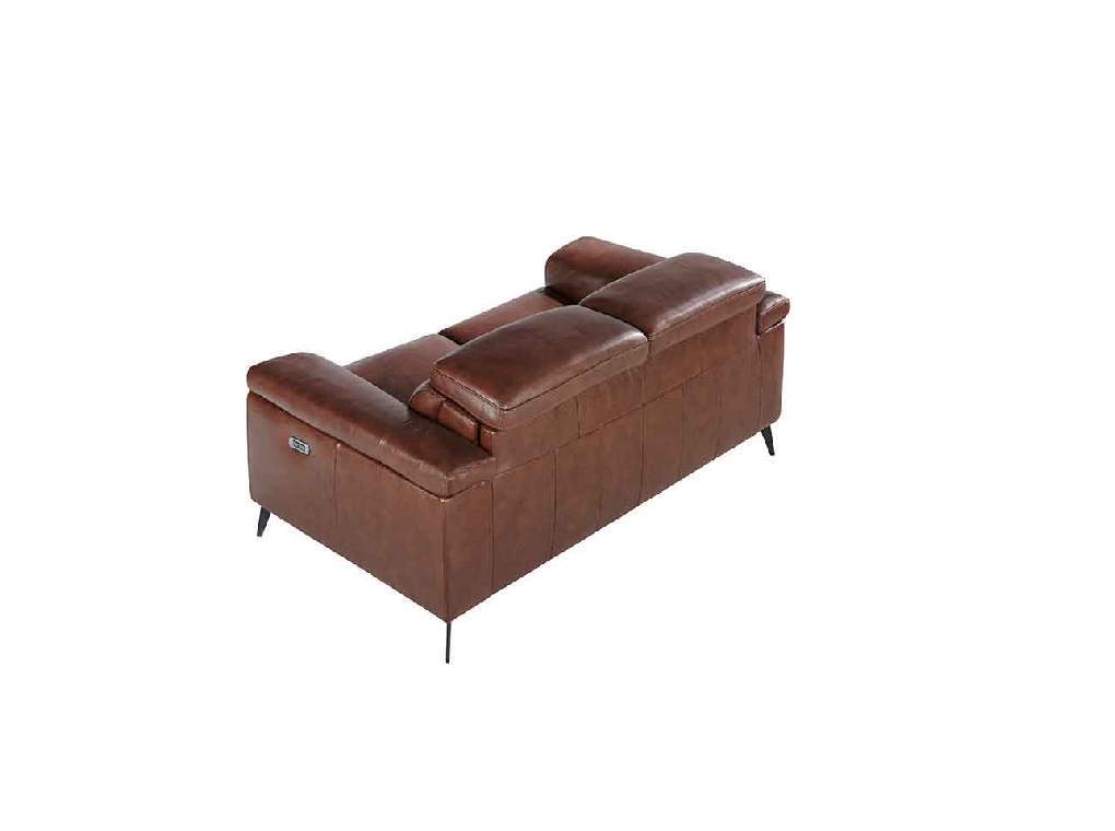 2 seater sofa upholstered in leather with relax mechanisms