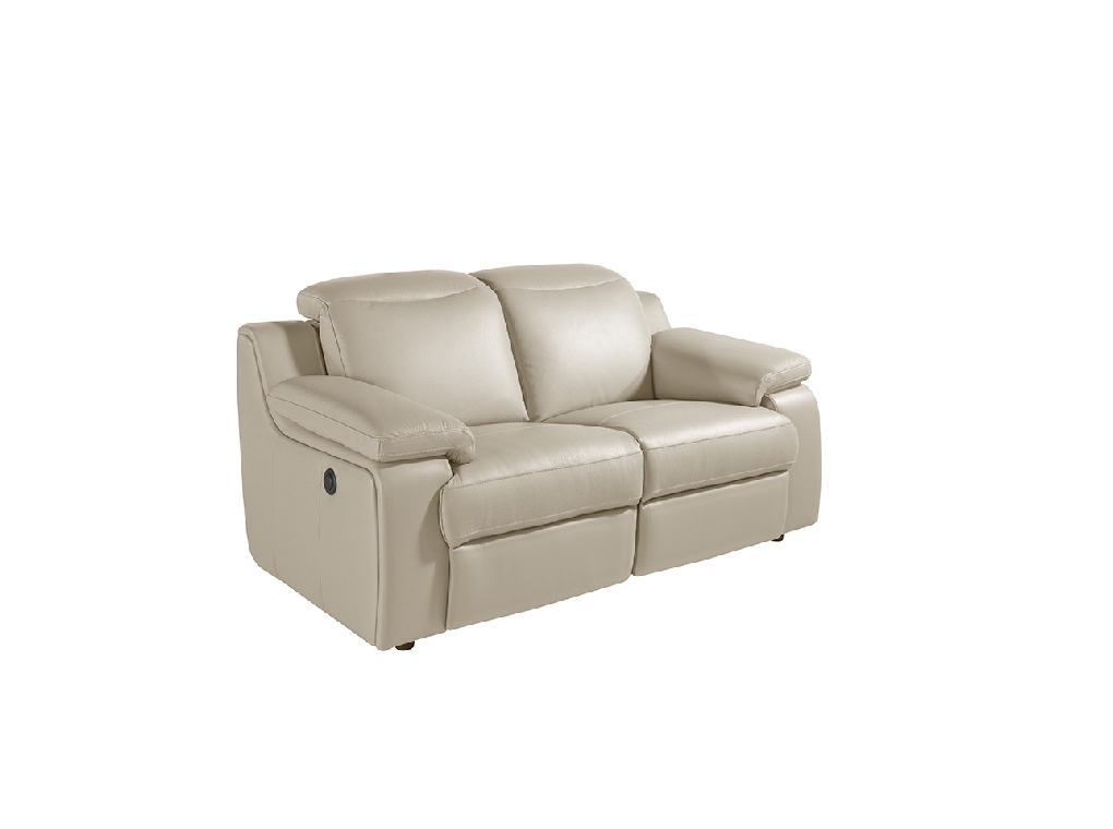 2 seater sofa upholstered in leather with relax mechanism