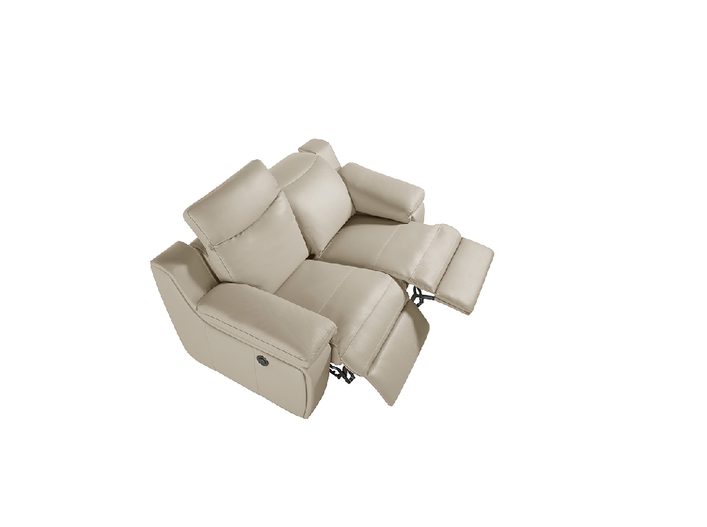 2 seater sofa upholstered in leather with relax mechanism