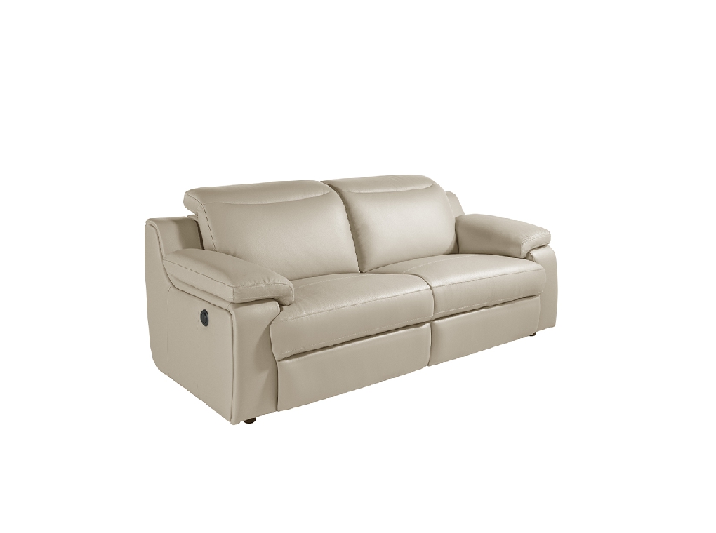 3 seater sofa upholstered in leather with relaxation mechanism