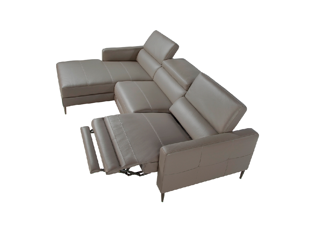 Chaiselongue-Sofa mit Lederbezug und elektrischem Relax-Mechanismus