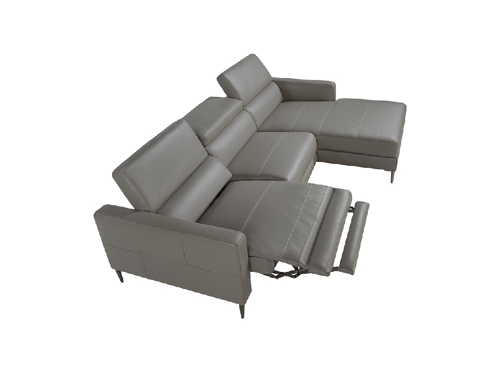 Chaiselongue-Sofa mit Lederbezug und elektrischem Relax-Mechanismus