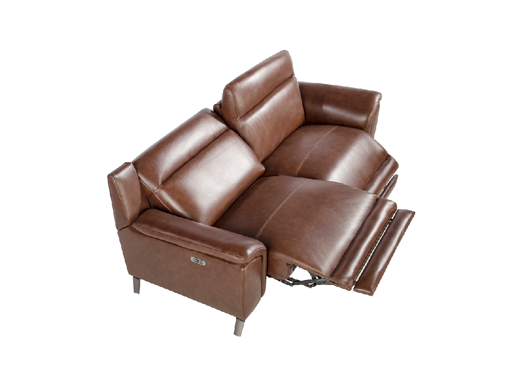 3 seater sofa upholstered in leather with electric relax mechanism