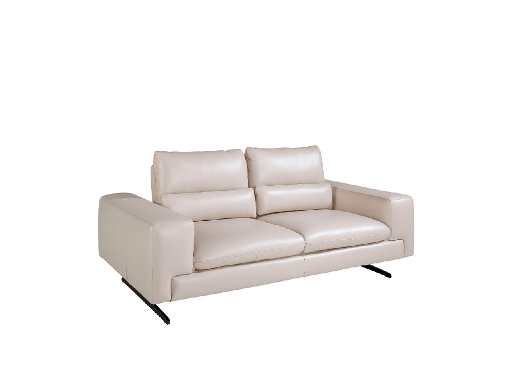 2-Sitzer-Sofa gepolstert in Leder Taupe Grau Farbe