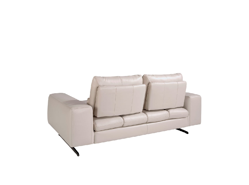 2-Sitzer-Sofa gepolstert in Leder Taupe Grau Farbe