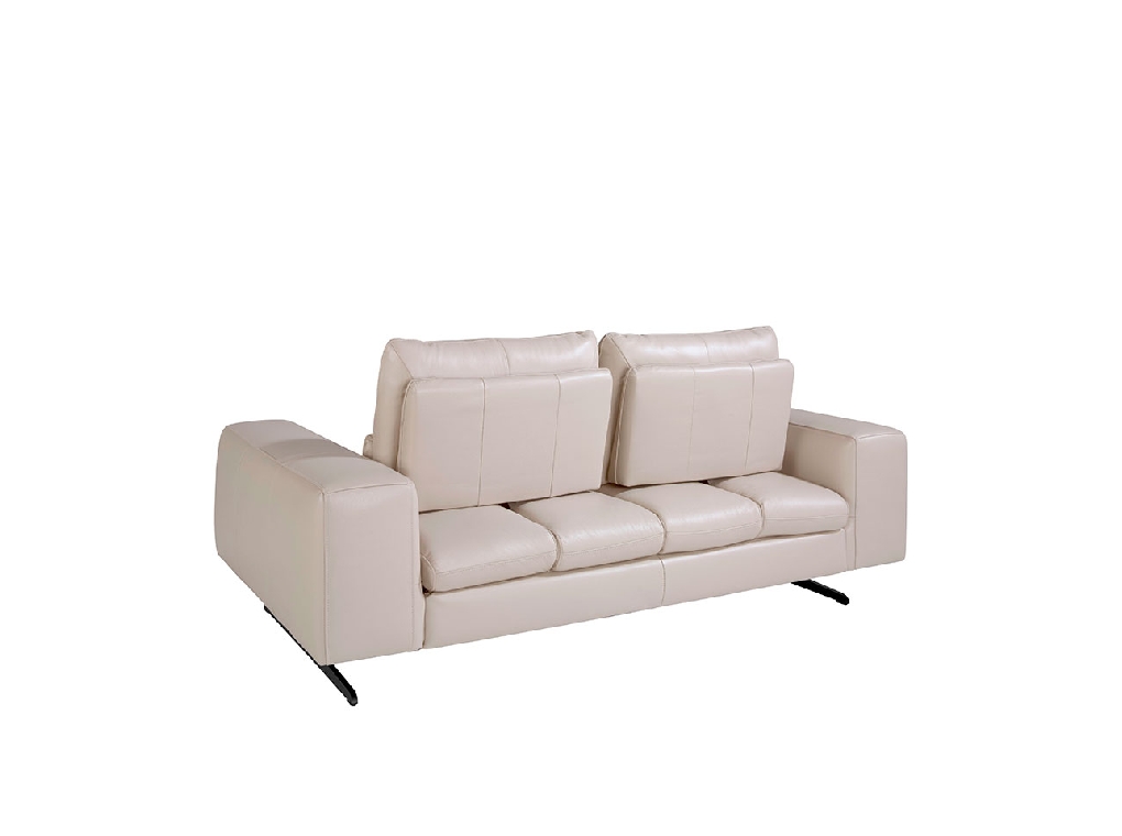 2-Sitzer-Sofa gepolstert in Leder Taupe Grau Farbe