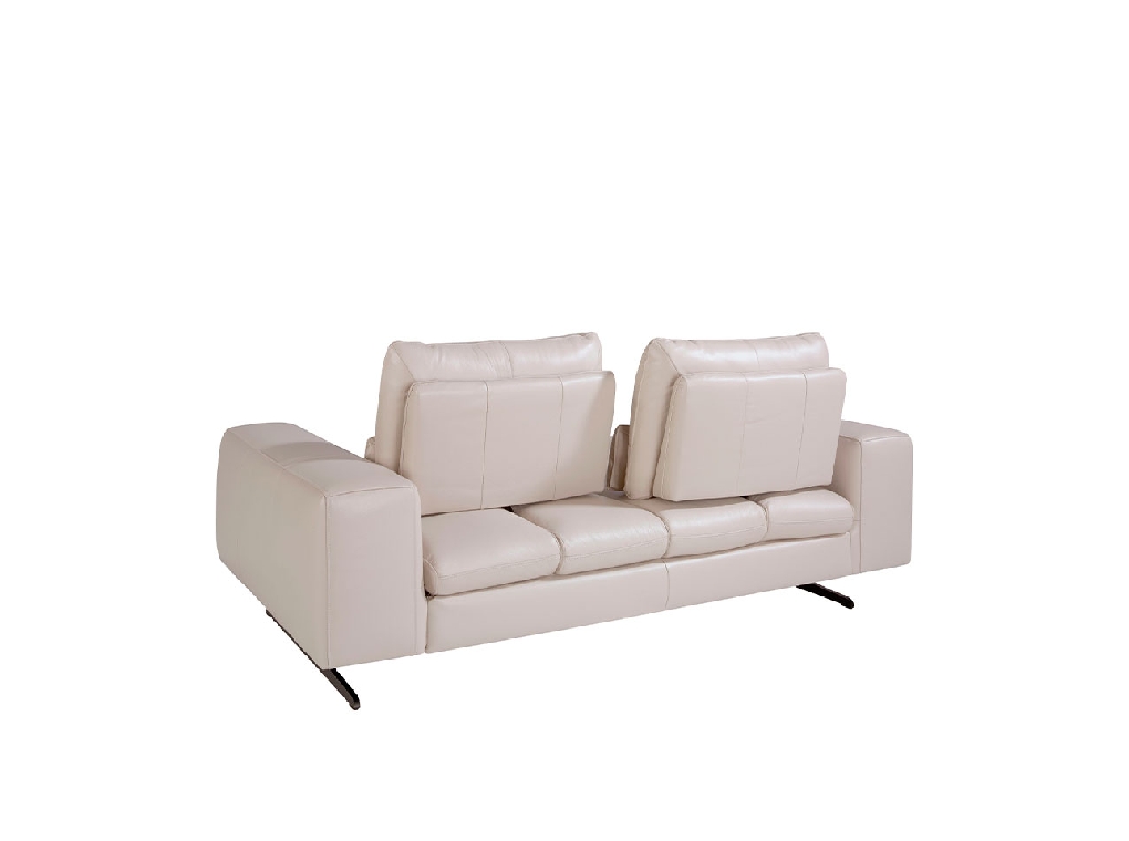 2-Sitzer-Sofa gepolstert in Leder Taupe Grau Farbe