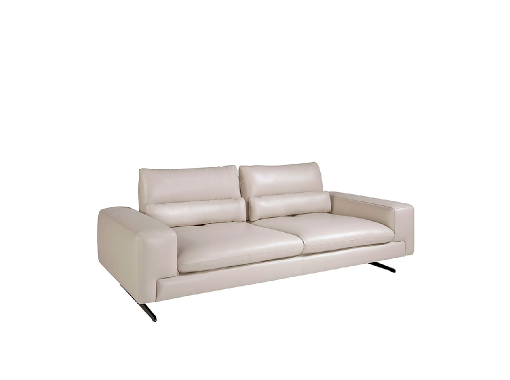 3-Sitzer-Sofa gepolstert in Leder Taupe Grau Farbe