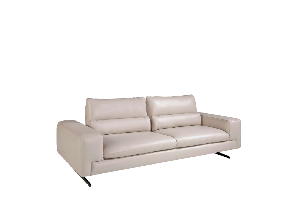 3 seater sofa upholstered in leather Taupe Grey color