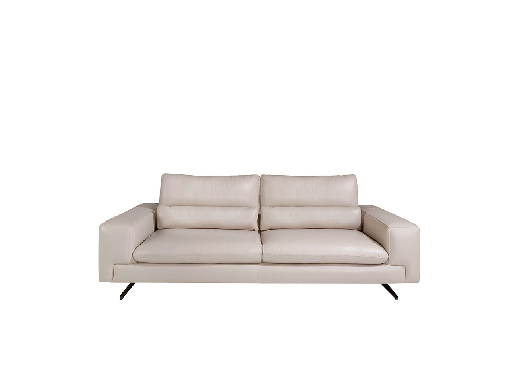3 seater sofa upholstered in leather Taupe Grey color