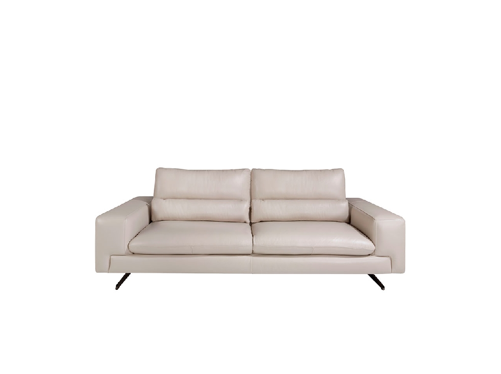 3-Sitzer-Sofa gepolstert in Leder Taupe Grau Farbe