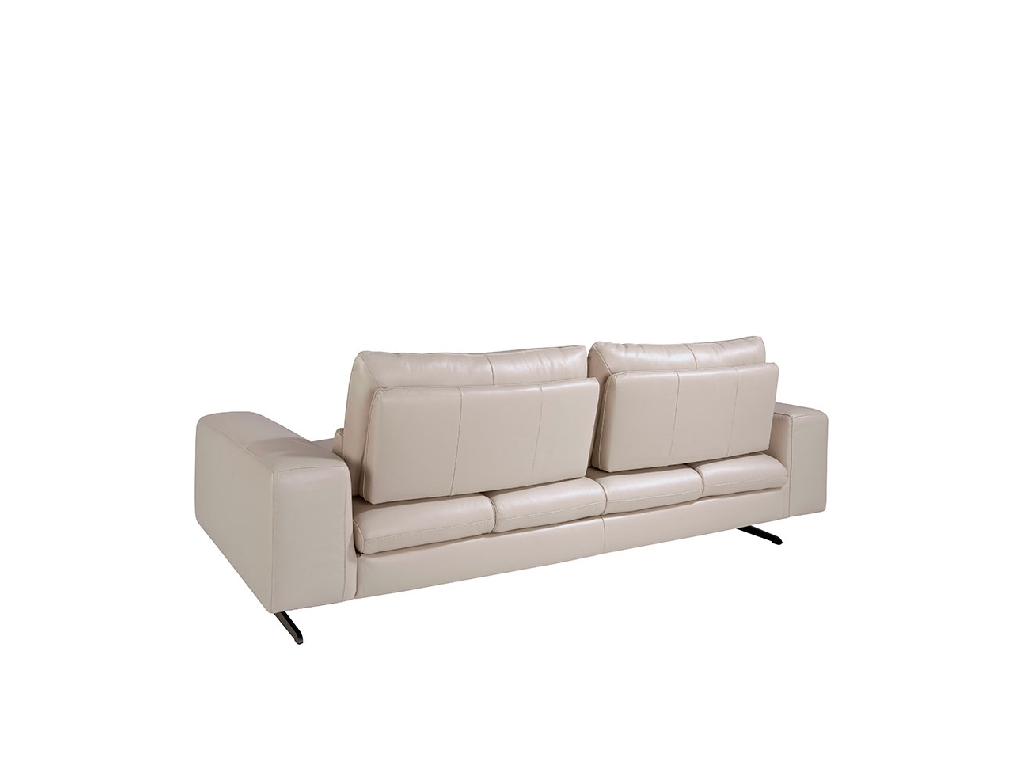 3 seater sofa upholstered in leather Taupe Grey color