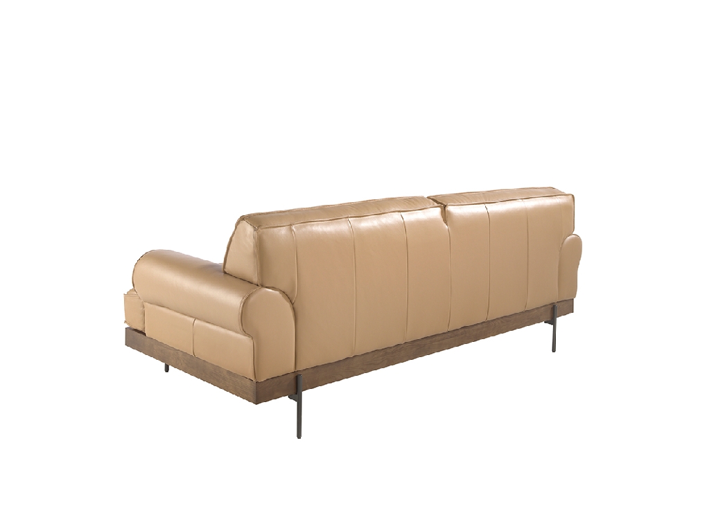 3-seater sofa upholstered in leather with black epoxy steel legs