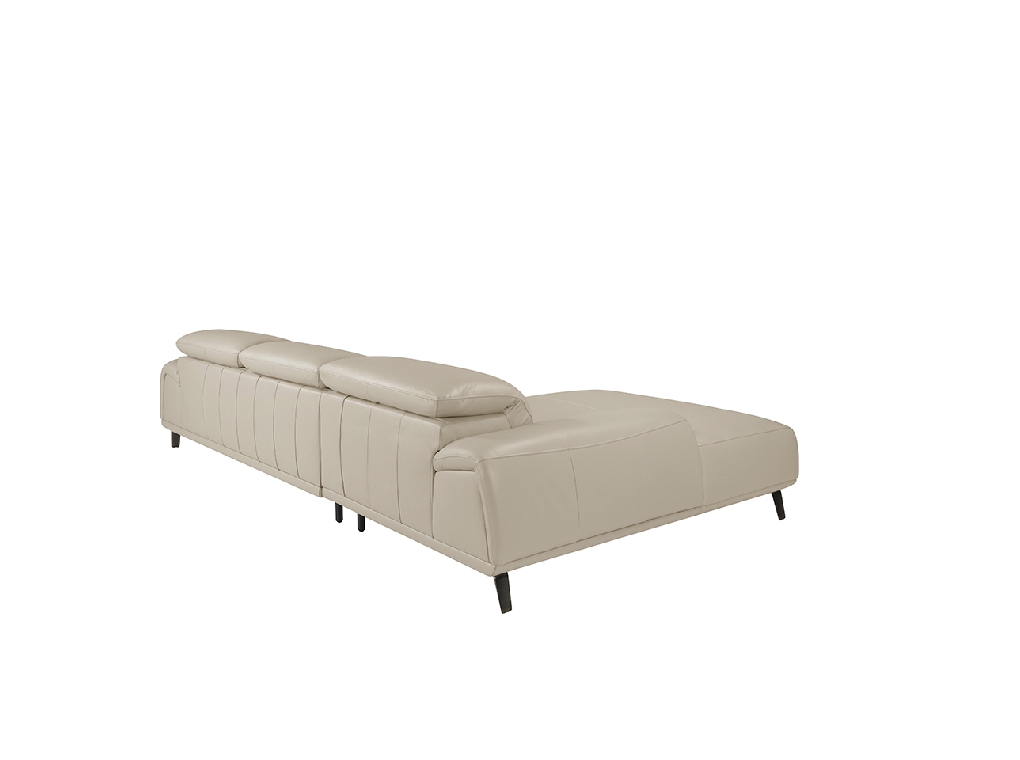 Sofá chaise longue tapizado en piel y respaldos articulados