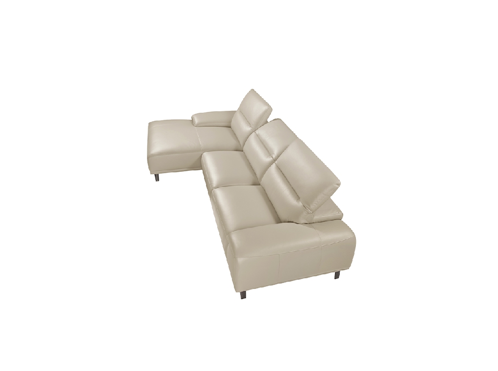 Leather upholstered chaise longue sofa with articulated backrests