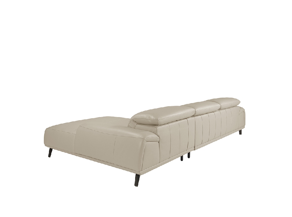 Sofá chaise longue tapizado en piel y respaldos articulados