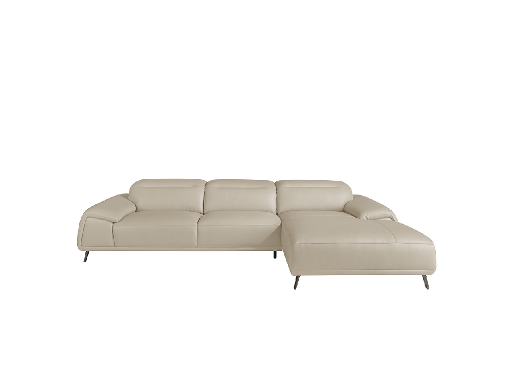 Leather upholstered chaise longue sofa with articulated backrests