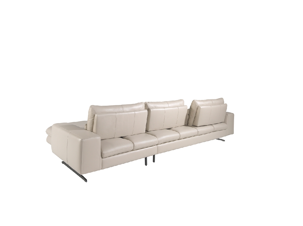 Leather upholstered chaise longue sofa with tilting backrests