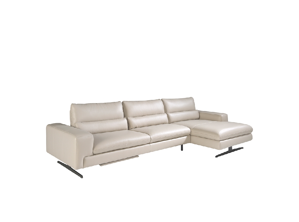 Canapé chaise longue rembourré en cuir avec dossiers basculant