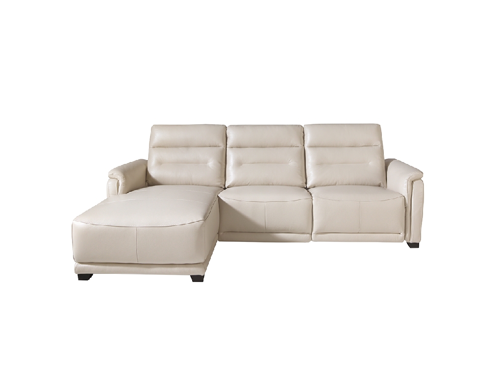 Sofa chaise longue tapizado en piel y mecanismo relax