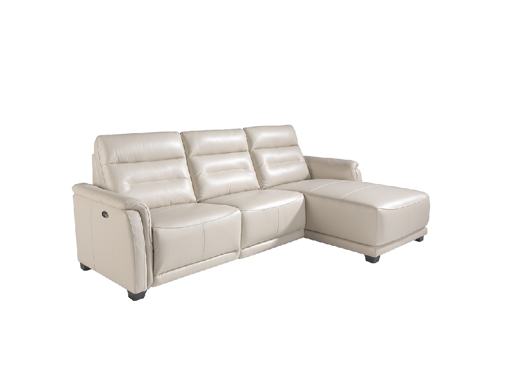 Sofa chaise longue tapizado en piel y mecanismo relax