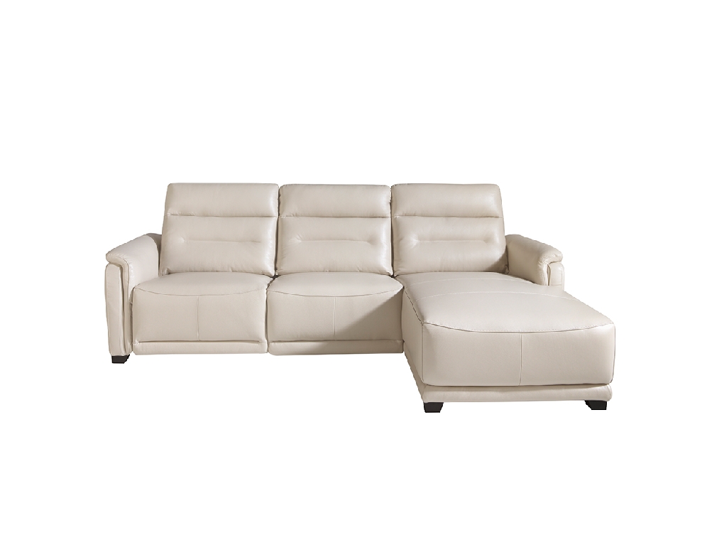 Sofa chaise longue upholstered in leather and relax mechanism